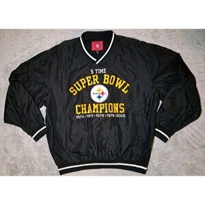 Pittsburgh Steelers Soft Windbreaker Vtg Pullover Zipper Side NFL Superbowl XL